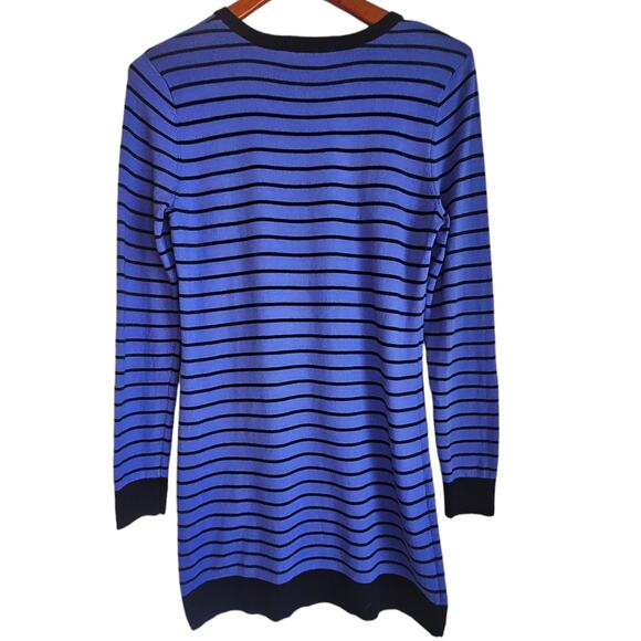 MICHAEL Michael Kors Royal Blue Striped Sweater Dress with Silver Metallic Studs - Picture 2 of 5